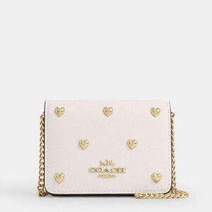 New🤍Coach Mini Wallet On A Chain With Heart Rivets